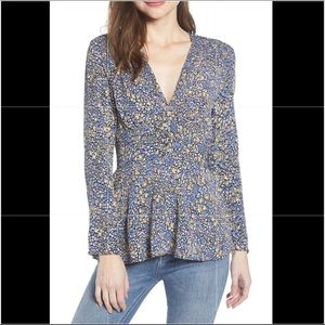 Black Ditsy Floral Blouse